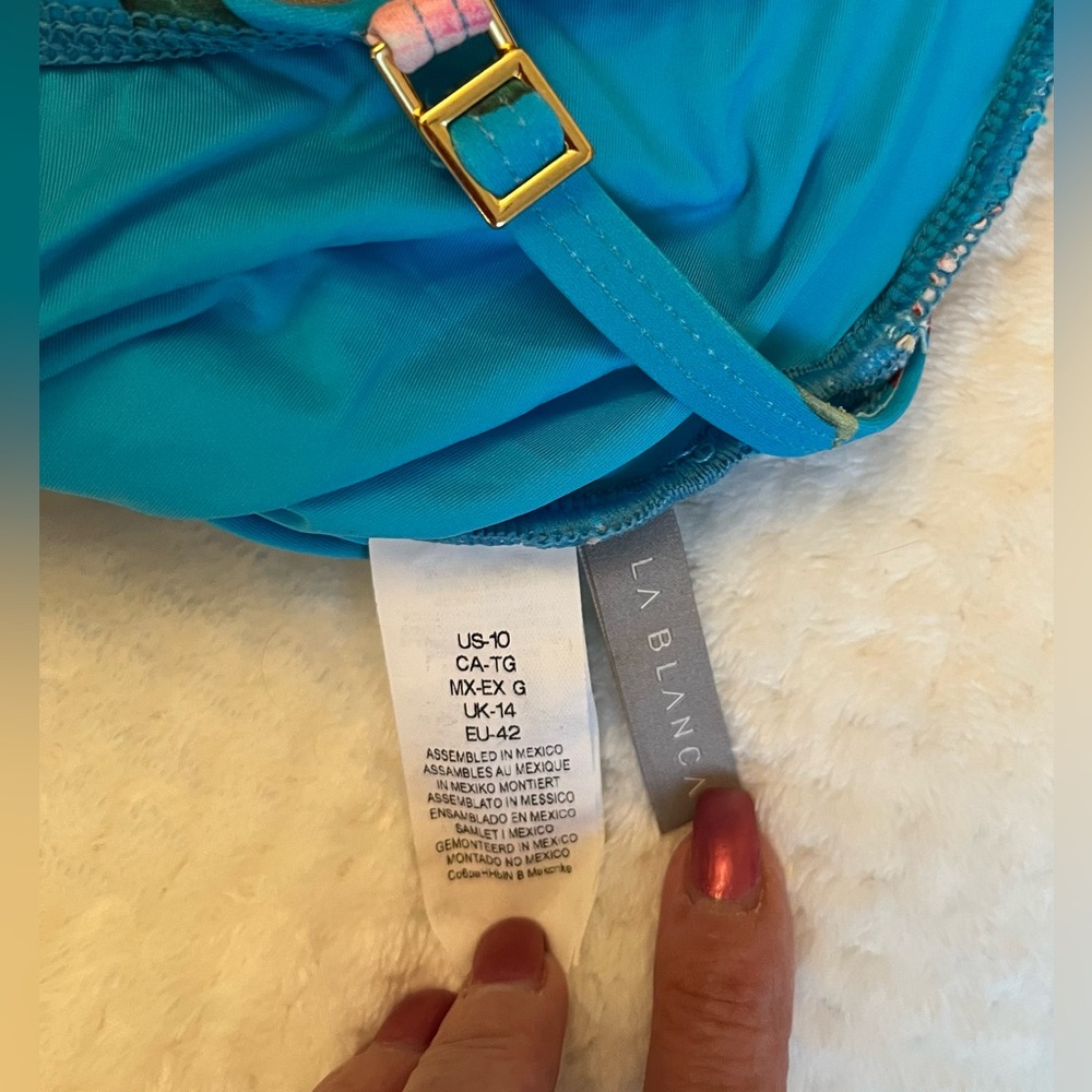 NWT La Blanca Tropical Floral One Piece - Blue and Pink Size 10 - Picture 2 of 4